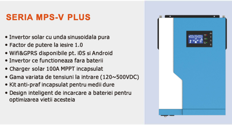 Invertor solar Offgrid 48V 5.5Kw 11Kw Sinus Pur Cu Regulator MPPT 100A WIFI [9]