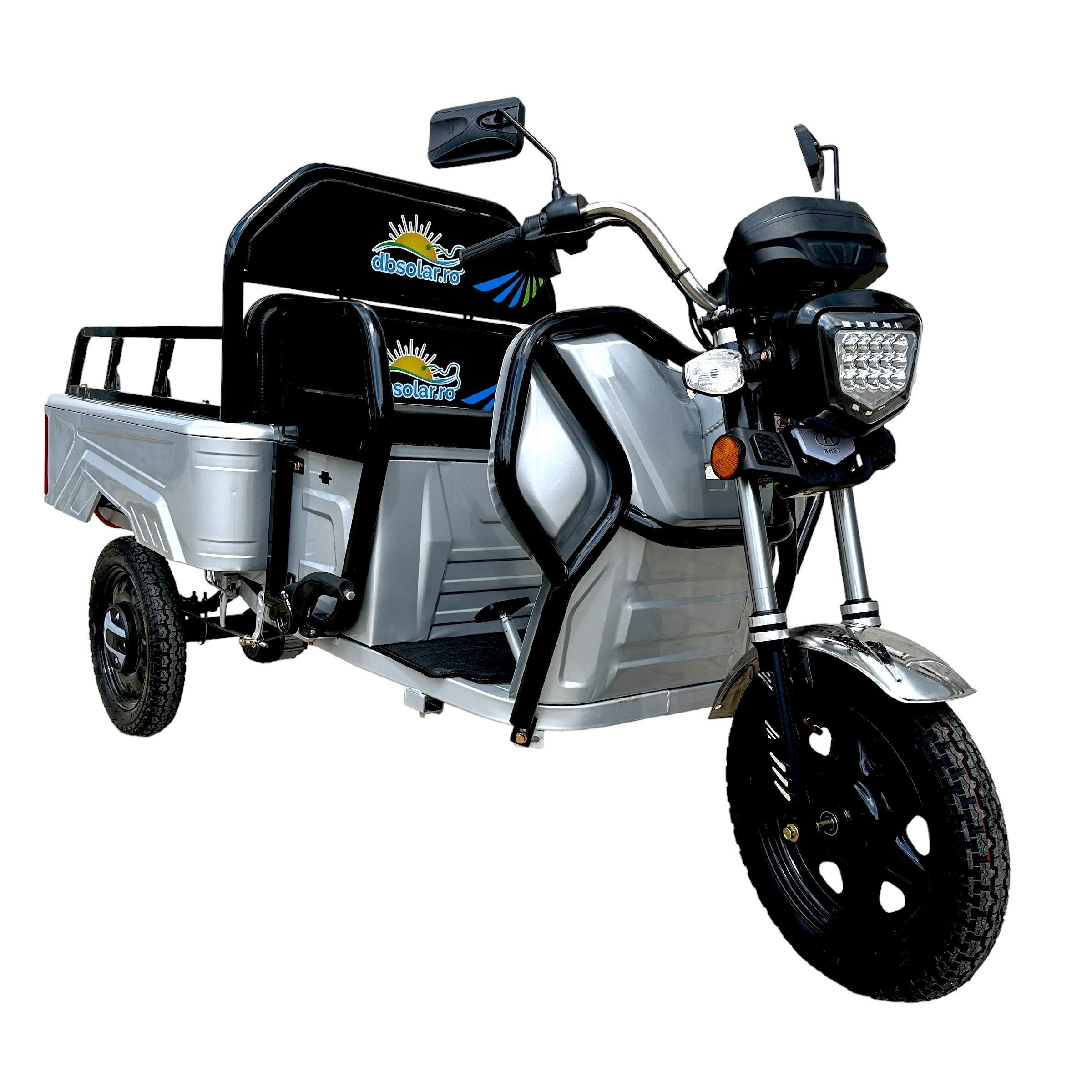 Triciclete electrice - Triciclu Tricicleta Electrica Cargo TUK TUK Bena Basculabila 2 Locuri Baterie 20Ah Scuter