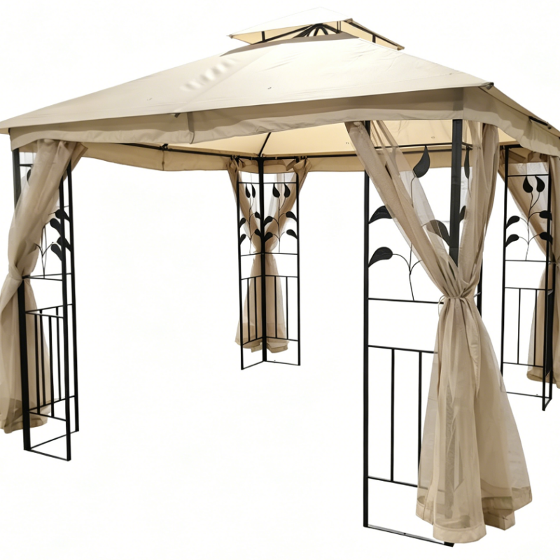 Pergolă Aluminiu cort 3×3 m cu Acoperiș Textil Retractabil, Cadru Metalic Vopsit în Câmp Electrostatic Model YS-1007-E [3]